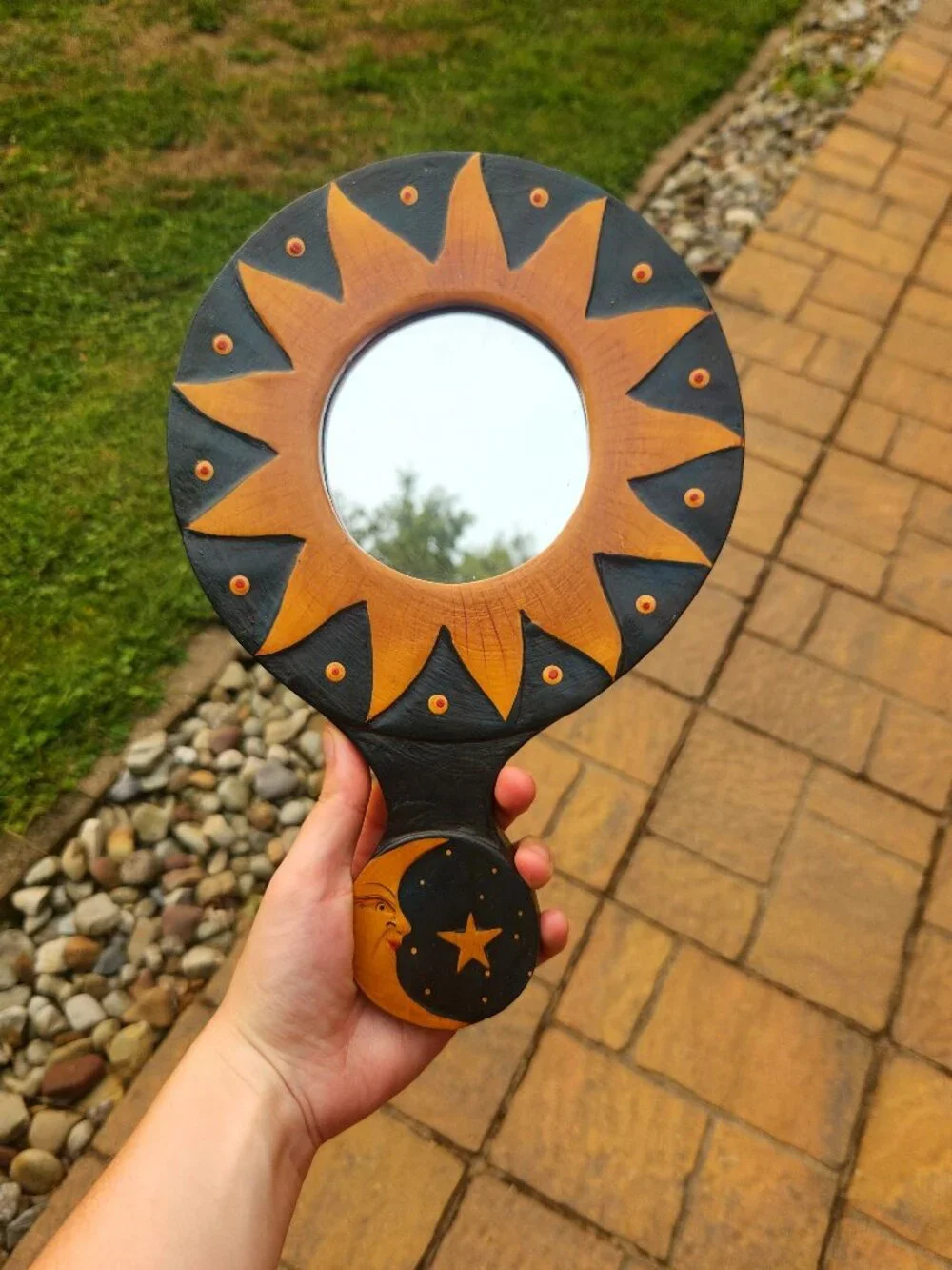 Whimsigoth Celestial Hand Mirror (Blue)